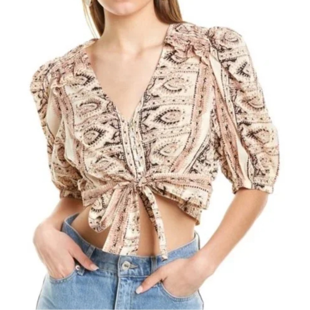 Anthropologie Cleobella Women's Paisley Tie-Front Top
